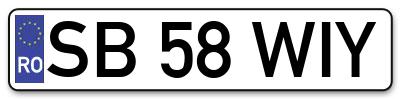 Placuta inmatriculare numar auto  SB-58-WIY, SB 58 WIY, SB58WIY