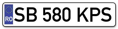 Placuta inmatriculare numar auto  SB-580-KPS, SB 580 KPS, SB580KPS