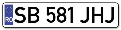 Placuta inmatriculare numar auto  SB-581-JHJ, SB 581 JHJ, SB581JHJ