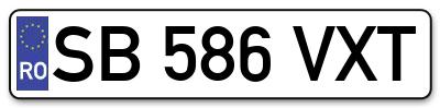 Placuta inmatriculare numar auto  SB-586-VXT, SB 586 VXT, SB586VXT