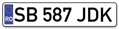 Placuta inmatriculare numar auto  SB-587-JDK, SB 587 JDK, SB587JDK