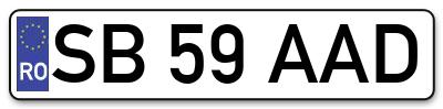 Placuta inmatriculare numar auto  SB-59-AAD, SB 59 AAD, SB59AAD