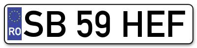 Placuta inmatriculare numar auto  SB-59-HEF, SB 59 HEF, SB59HEF