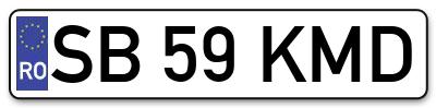 Placuta inmatriculare numar auto  SB-59-KMD, SB 59 KMD, SB59KMD