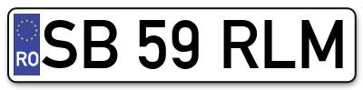 Placuta inmatriculare numar auto  SB-59-RLM, SB 59 RLM, SB59RLM