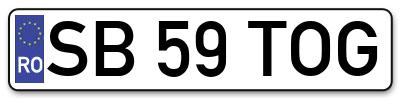 Placuta inmatriculare numar auto  SB-59-TOG, SB 59 TOG, SB59TOG