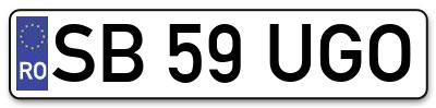 Placuta inmatriculare numar auto  SB-59-UGO, SB 59 UGO, SB59UGO