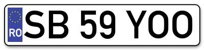 Placuta inmatriculare numar auto  SB-59-YOO, SB 59 YOO, SB59YOO