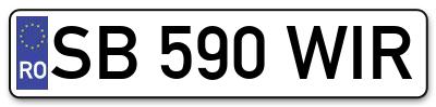 Placuta inmatriculare numar auto  SB-590-WIR, SB 590 WIR, SB590WIR