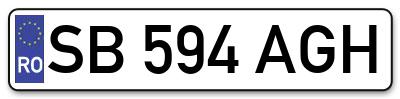 Placuta inmatriculare numar auto  SB-594-AGH, SB 594 AGH, SB594AGH