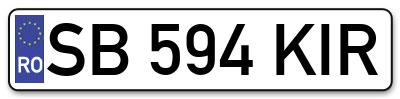 Placuta inmatriculare numar auto  SB-594-KIR, SB 594 KIR, SB594KIR