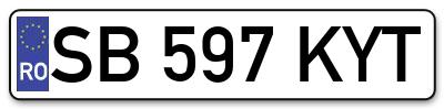 Placuta inmatriculare numar auto  SB-597-KYT, SB 597 KYT, SB597KYT
