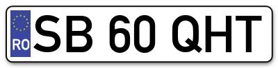 Placuta inmatriculare numar auto  SB-60-QHT, SB 60 QHT, SB60QHT