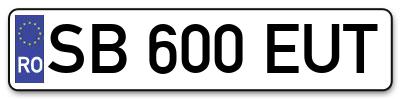 Placuta inmatriculare numar auto  SB-600-EUT, SB 600 EUT, SB600EUT