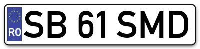 Placuta inmatriculare numar auto  SB-61-SMD, SB 61 SMD, SB61SMD