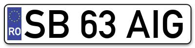 Placuta inmatriculare numar auto  SB-63-AIG, SB 63 AIG, SB63AIG