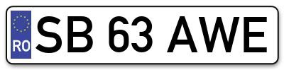 Placuta inmatriculare numar auto  SB-63-AWE, SB 63 AWE, SB63AWE