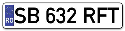 Placuta inmatriculare numar auto  SB-632-RFT, SB 632 RFT, SB632RFT