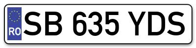 Placuta inmatriculare numar auto  SB-635-YDS, SB 635 YDS, SB635YDS