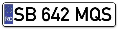 Placuta inmatriculare numar auto  SB-642-MQS, SB 642 MQS, SB642MQS