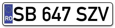 Placuta inmatriculare numar auto  SB-647-SZV, SB 647 SZV, SB647SZV