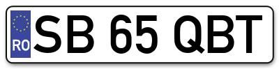 Placuta inmatriculare numar auto  SB-65-QBT, SB 65 QBT, SB65QBT