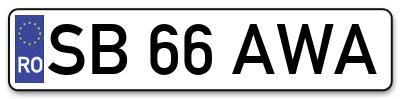 Placuta inmatriculare numar auto  SB-66-AWA, SB 66 AWA, SB66AWA