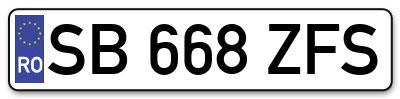 Placuta inmatriculare numar auto  SB-668-ZFS, SB 668 ZFS, SB668ZFS