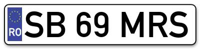 Placuta inmatriculare numar auto  SB-69-MRS, SB 69 MRS, SB69MRS
