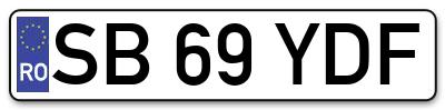 Placuta inmatriculare numar auto  SB-69-YDF, SB 69 YDF, SB69YDF
