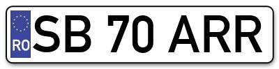 Placuta inmatriculare numar auto  SB-70-ARR, SB 70 ARR, SB70ARR