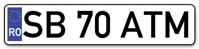 Placuta inmatriculare numar auto  SB-70-ATM, SB 70 ATM, SB70ATM