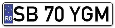 Placuta inmatriculare numar auto  SB-70-YGM, SB 70 YGM, SB70YGM
