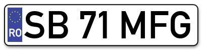 Placuta inmatriculare numar auto  SB-71-MFG, SB 71 MFG, SB71MFG