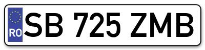 Placuta inmatriculare numar auto  SB-725-ZMB, SB 725 ZMB, SB725ZMB