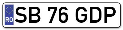 Placuta inmatriculare numar auto  SB-76-GDP, SB 76 GDP, SB76GDP