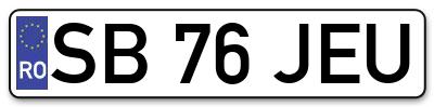 Placuta inmatriculare numar auto  SB-76-JEU, SB 76 JEU, SB76JEU