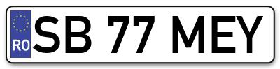 Placuta inmatriculare numar auto  SB-77-MEY, SB 77 MEY, SB77MEY