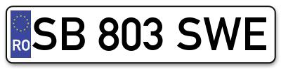 Placuta inmatriculare numar auto  SB-803-SWE, SB 803 SWE, SB803SWE