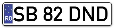 Placuta inmatriculare numar auto  SB-82-DND, SB 82 DND, SB82DND