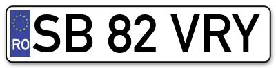Placuta inmatriculare numar auto  SB-82-VRY, SB 82 VRY, SB82VRY