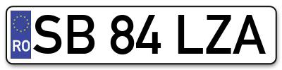Placuta inmatriculare numar auto  SB-84-LZA, SB 84 LZA, SB84LZA