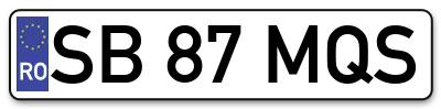 Placuta inmatriculare numar auto  SB-87-MQS, SB 87 MQS, SB87MQS