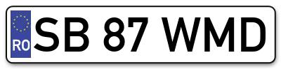 Placuta inmatriculare numar auto  SB-87-WMD, SB 87 WMD, SB87WMD