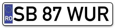 Placuta inmatriculare numar auto  SB-87-WUR, SB 87 WUR, SB87WUR