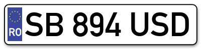 Placuta inmatriculare numar auto  SB-894-USD, SB 894 USD, SB894USD