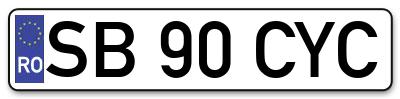 Placuta inmatriculare numar auto  SB-90-CYC, SB 90 CYC, SB90CYC