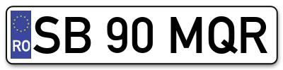 Placuta inmatriculare numar auto  SB-90-MQR, SB 90 MQR, SB90MQR