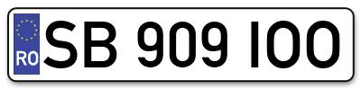 Placuta inmatriculare numar auto  SB-909-IOO, SB 909 IOO, SB909IOO