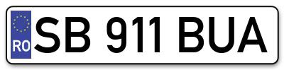 Placuta inmatriculare numar auto  SB-911-BUA, SB 911 BUA, SB911BUA